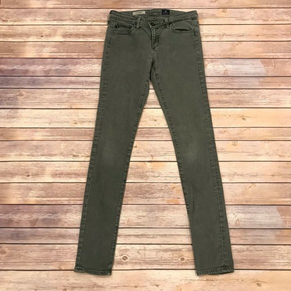 AG Adriano Goldschmied Olive Green Legging Super Skinny Jeans - Picture 1 of 7